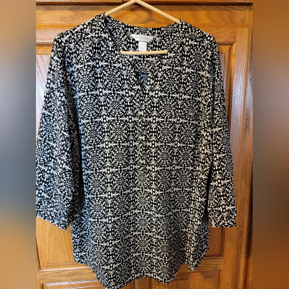 Christopher & Banks top Black White XL